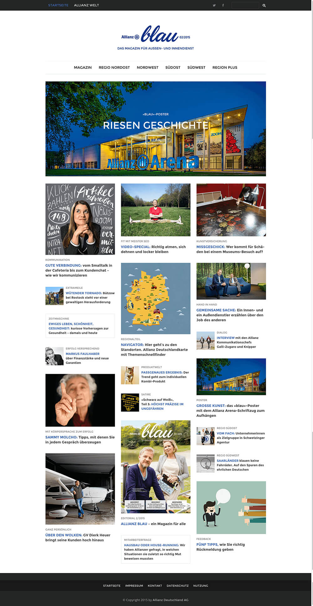 Allianz blau: ein Webmagazin für Mitarbeiter und Freunde der Marke